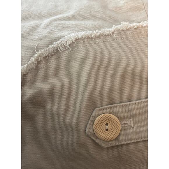 J McLaughlin Khaki Mini Skirt 10 Pockets Cotton Spandex Sporty Raw Hem Pockets - Picture 9 of 10